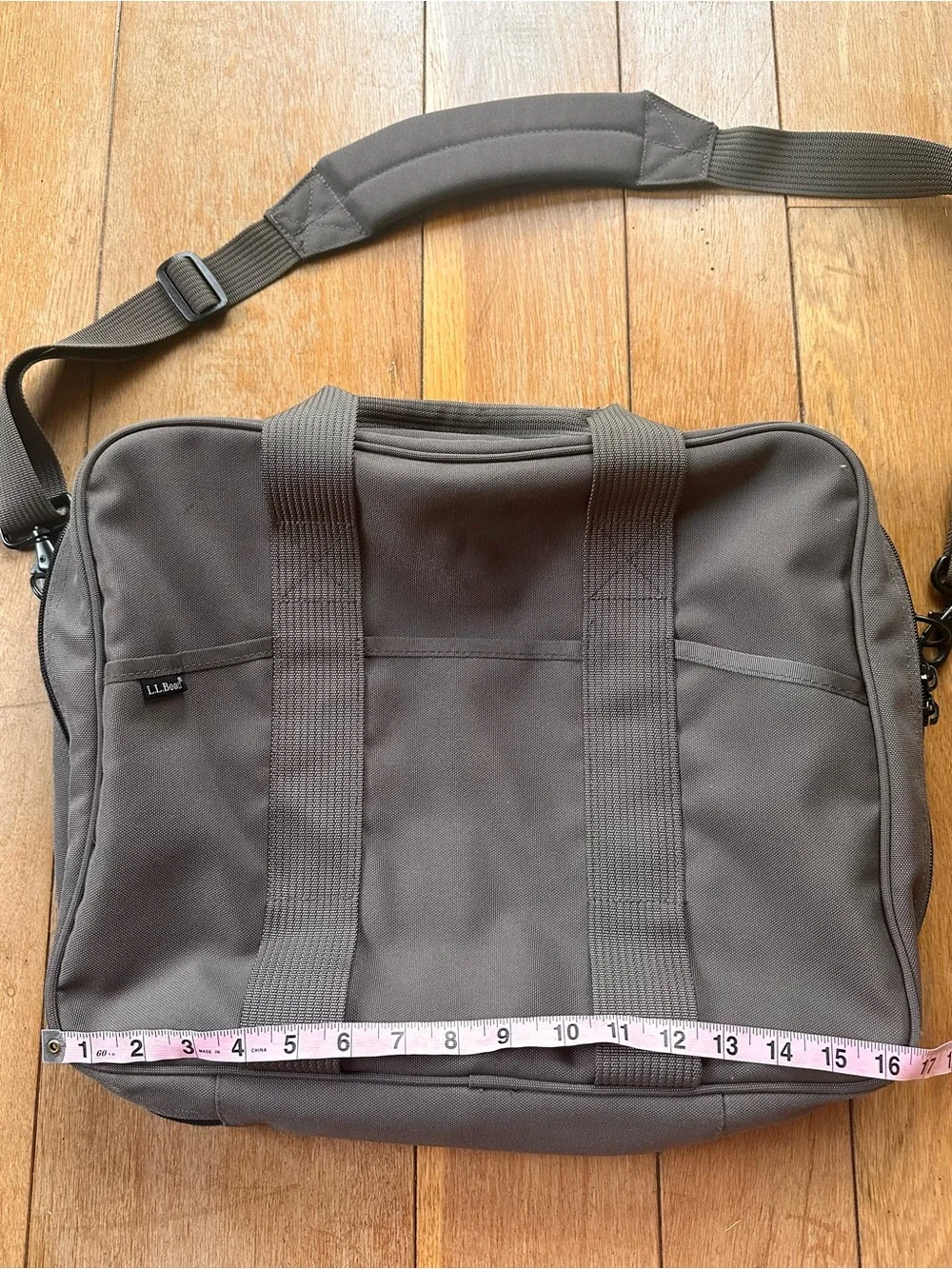 L.L.Bean Deluxe Briefcase Laptop Messenger Bag Gray Organizer Travel Work